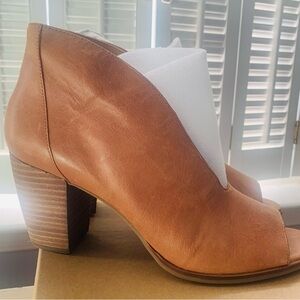 Lucky Brand Brown Peep-Toe Heeled Boots